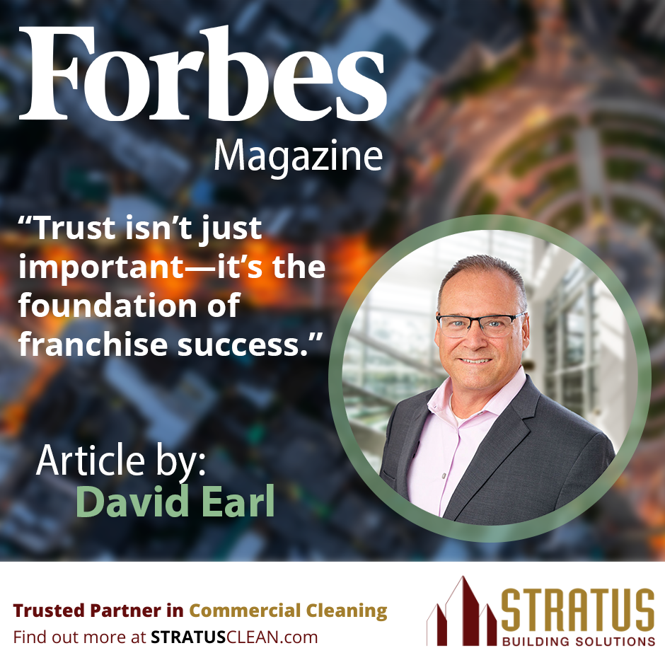 a photo of David Earl with Buildings on the back the text reads: “Trust isn’t just important—it’s the foundation of franchise success."